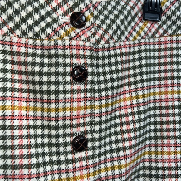Talbots Button Front Plaid Wool Skirt - Picture 2 of 5